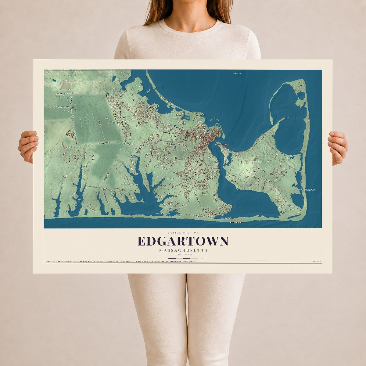 Edgartown, Massachusetts map print - 24 x 36 archival matte print