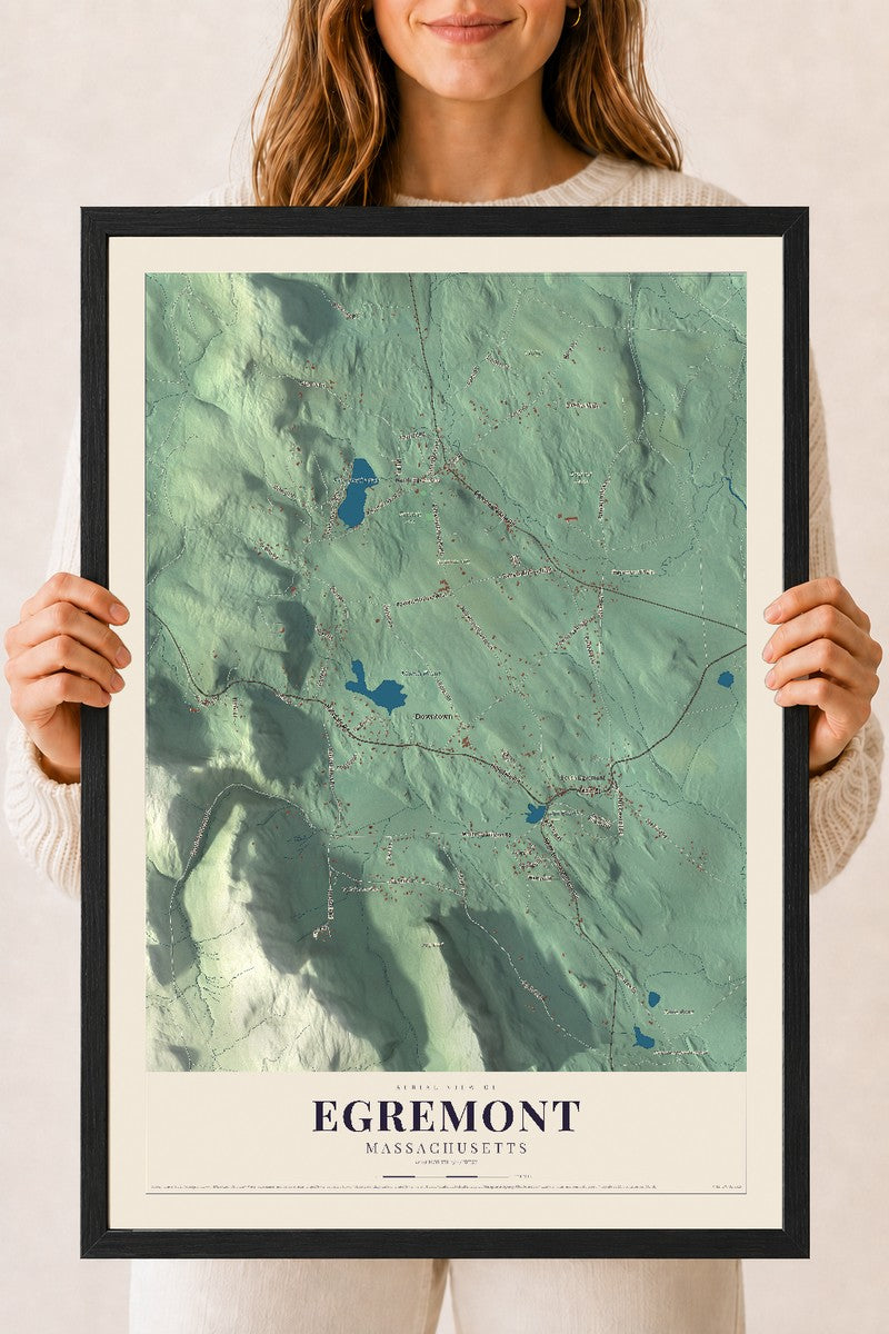 Egremont, Massachusetts map print - 18 x 24 black Ayous wood frame