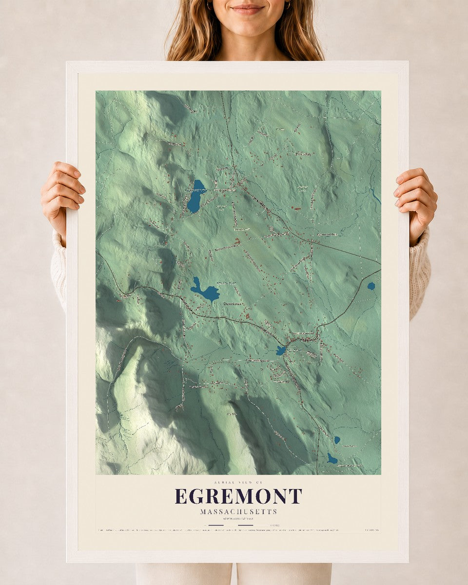 Egremont, Massachusetts map print - 24 x 36 white Ayous wood frame