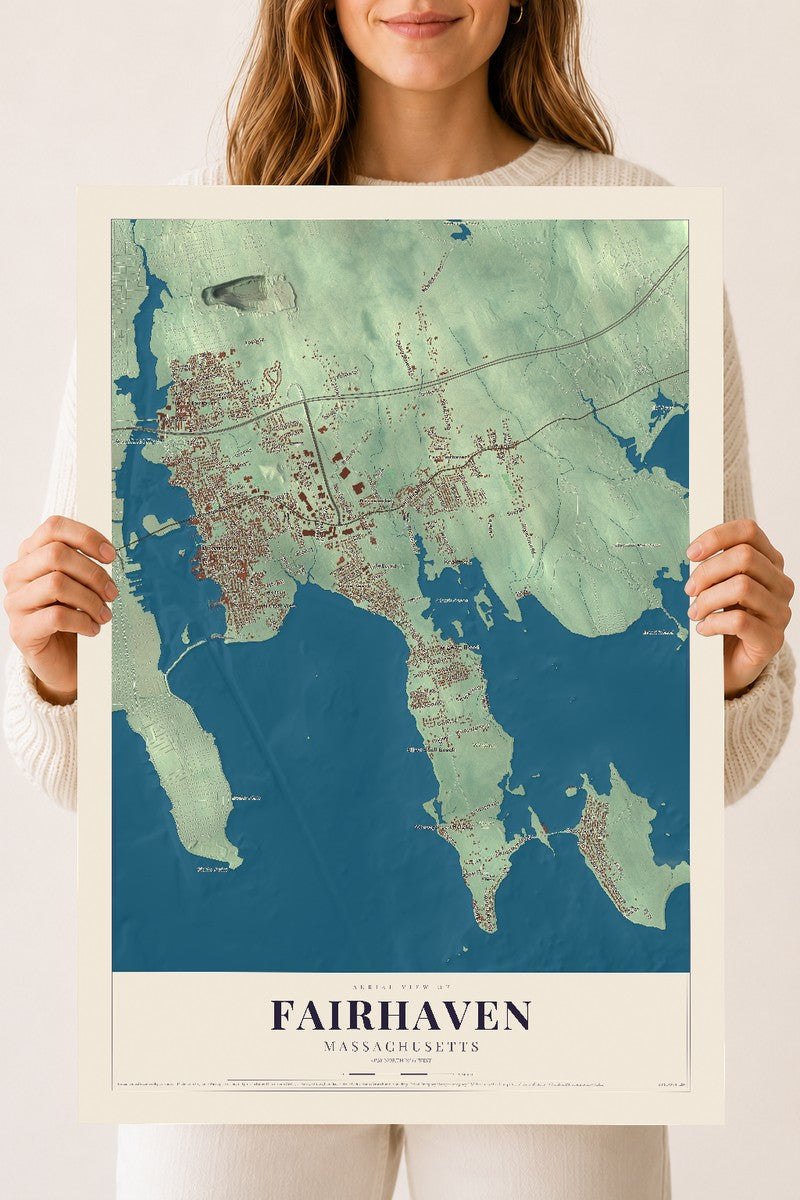 Fairhaven, Massachusetts map print - 18 x 24 archival matte print