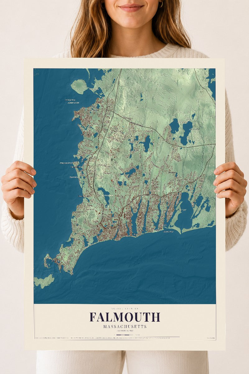 Falmouth, Massachusetts map print - 18 x 24 archival matte print