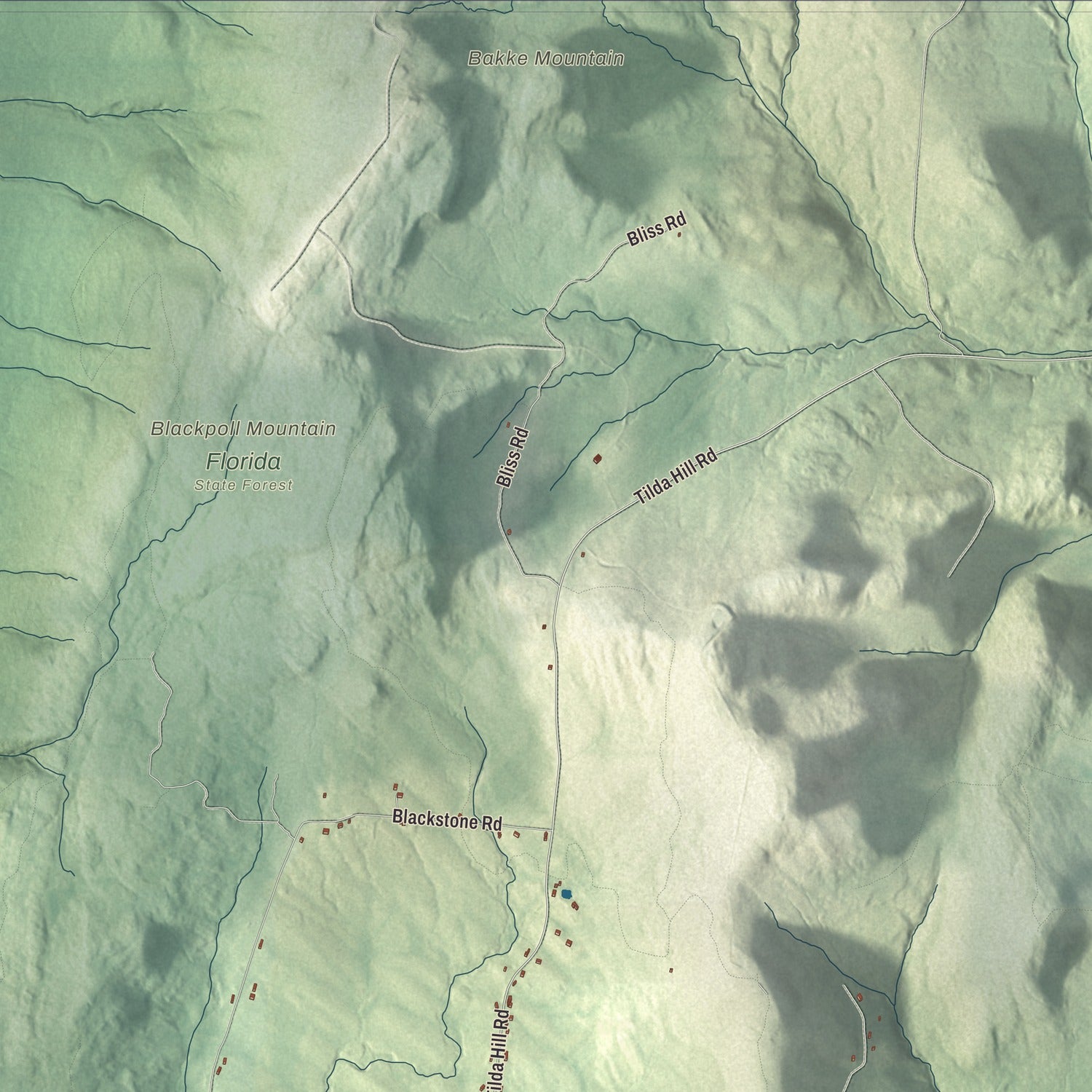 Terrain and local geography detail from the Florida, Massachusetts map
