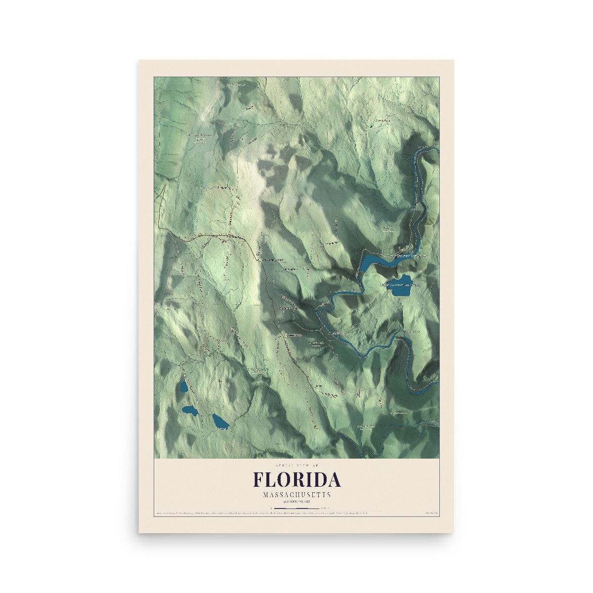 Florida, Massachusetts map print - 12 x 18 archival matte print