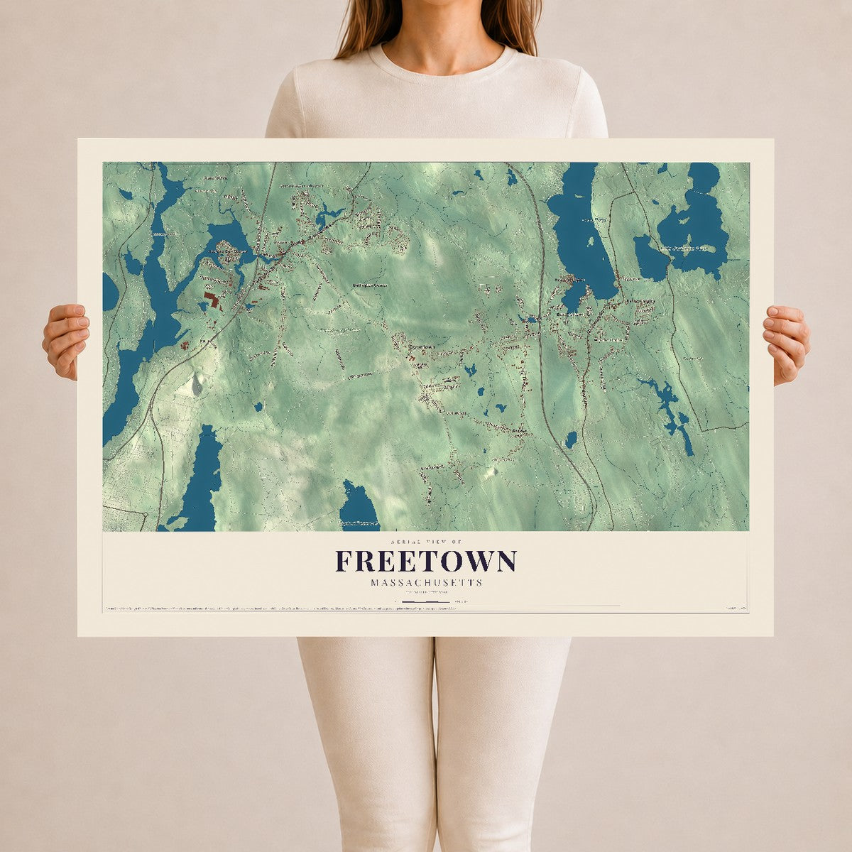 Freetown, Massachusetts map print - 24 x 36 archival matte print