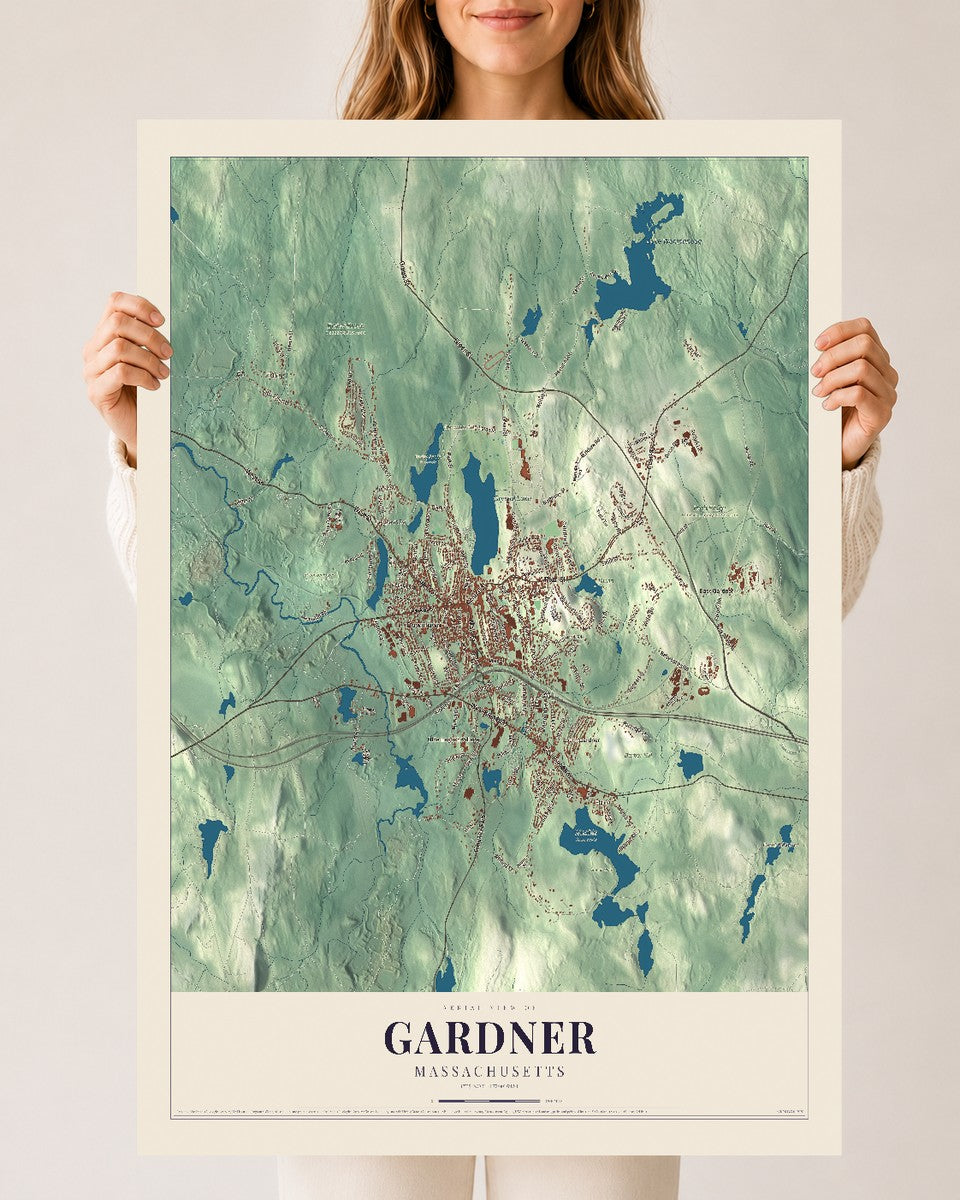 Gardner, Massachusetts map print - 24 x 36 archival matte print