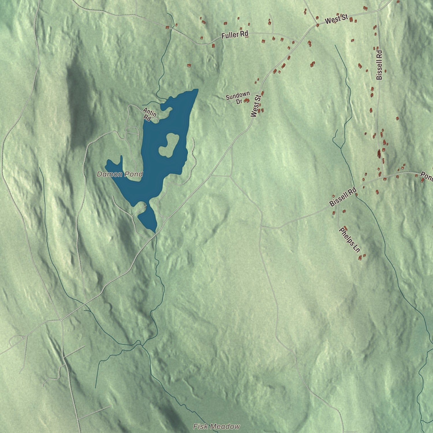 Terrain and local geography detail from the Goshen, Massachusetts map
