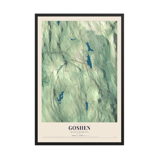 Map of Goshen, Massachusetts, 12 x 18 inch print in a black wood frame