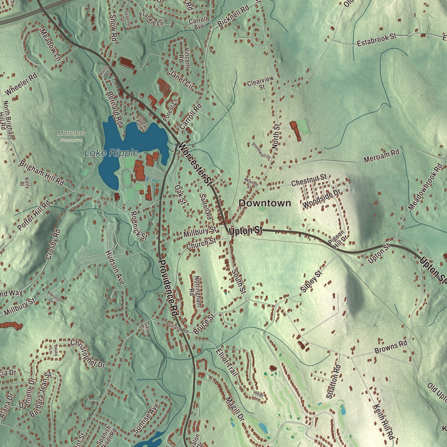 Street and neighborhood detail from the Grafton, Massachusetts map