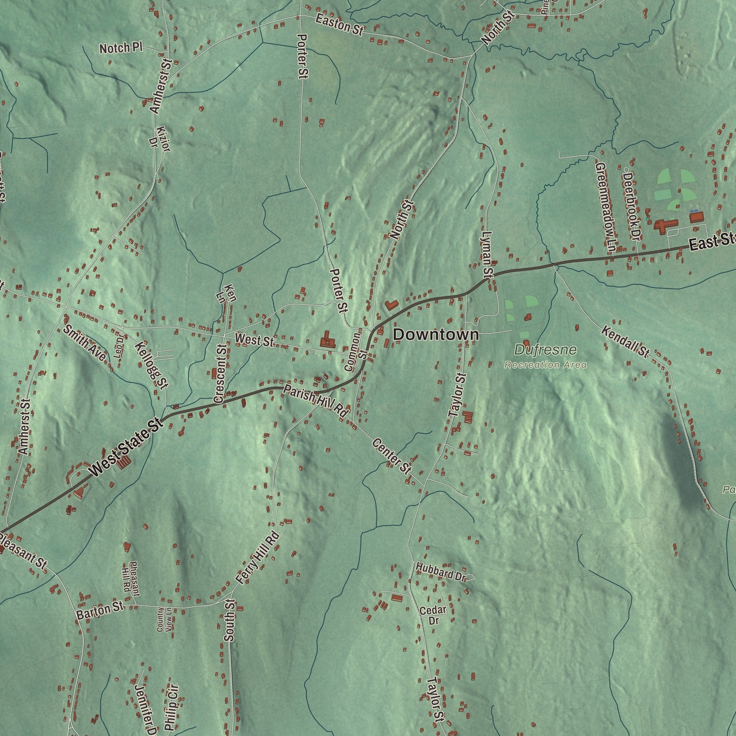 Street and neighborhood detail from the Granby, Massachusetts map