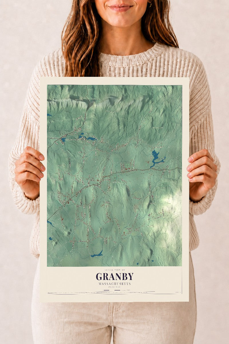 Granby, Massachusetts map print - 12 x 18 archival matte print