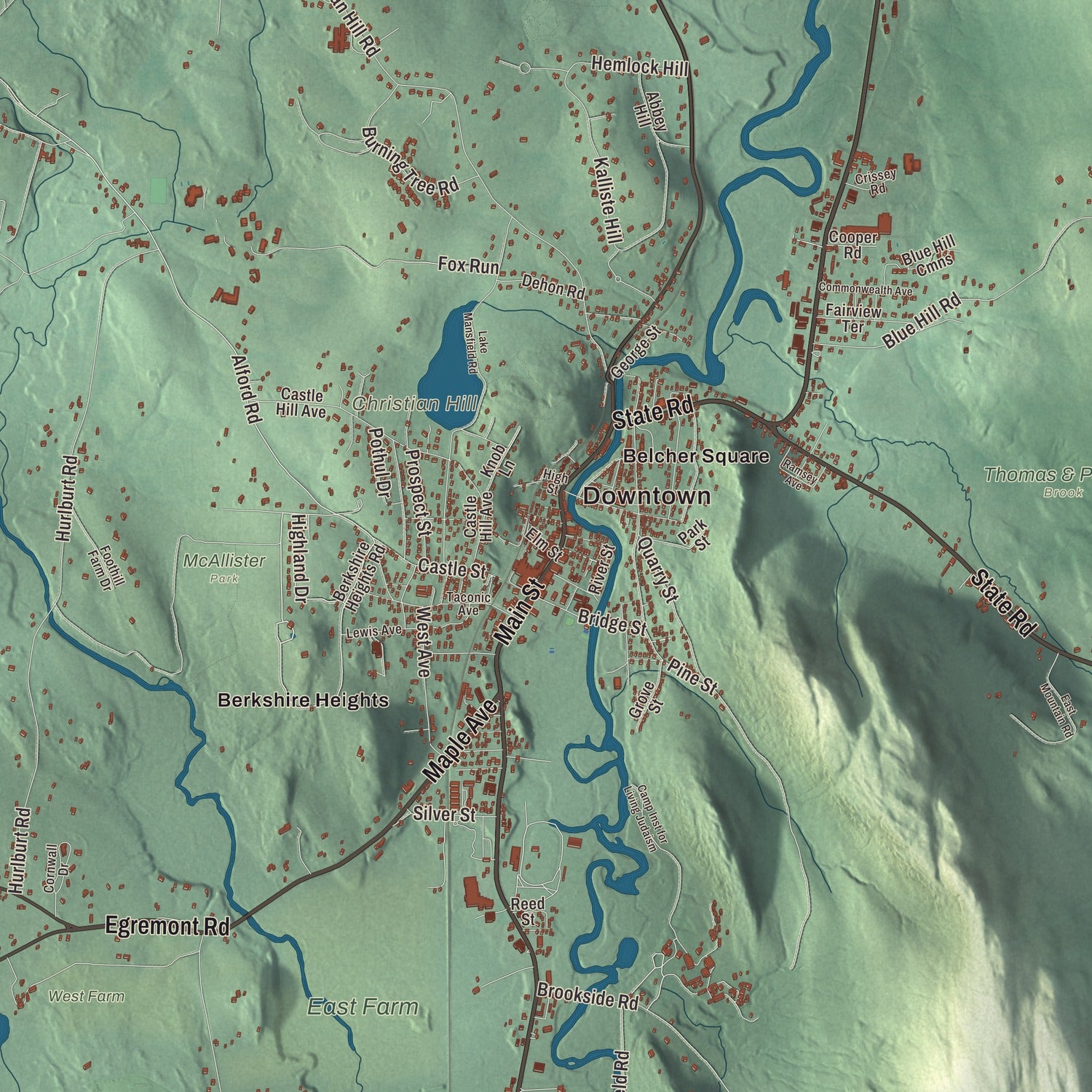 Street and neighborhood detail from the Great Barrington, Massachusetts map