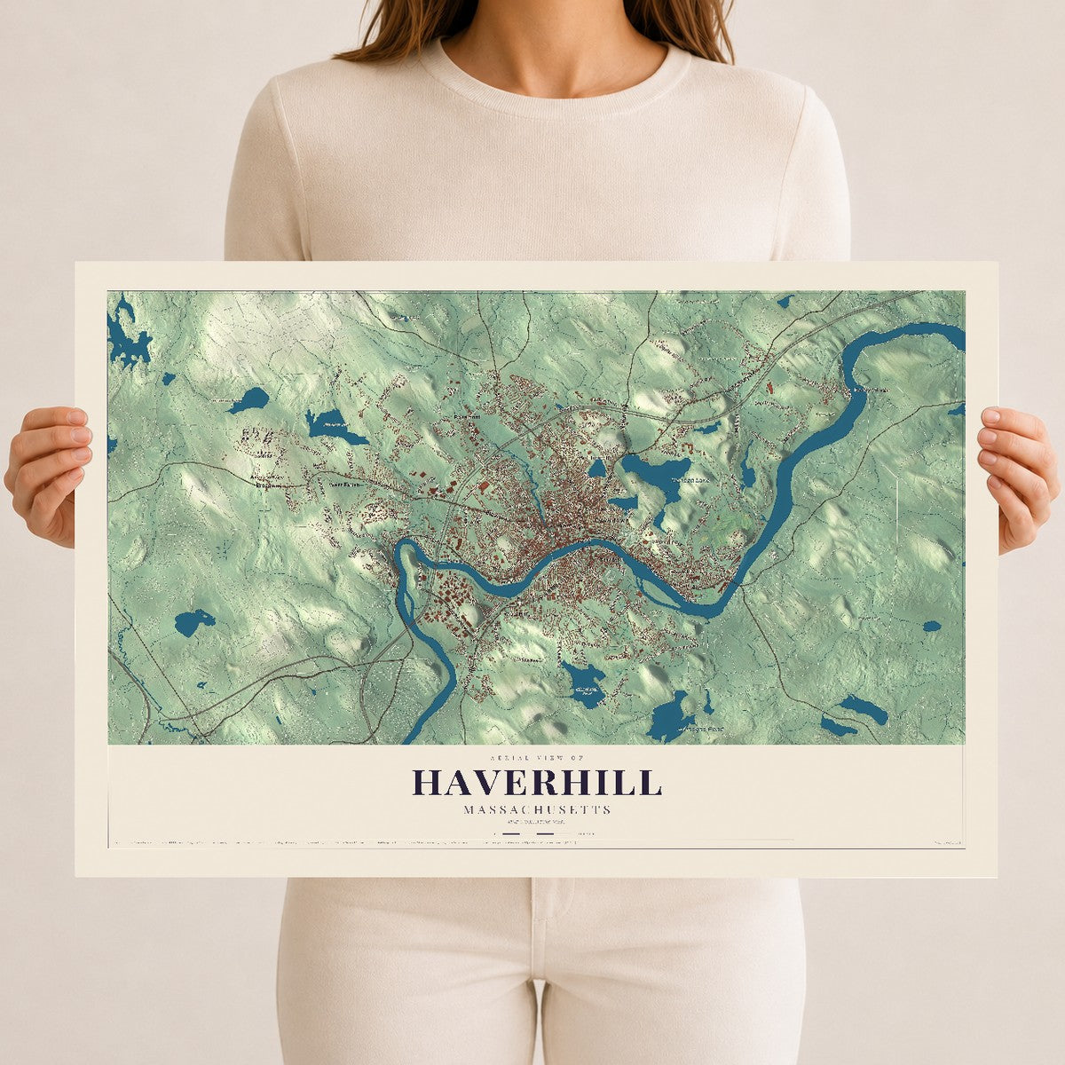 Haverhill, Massachusetts map print - 12 x 18 archival matte print