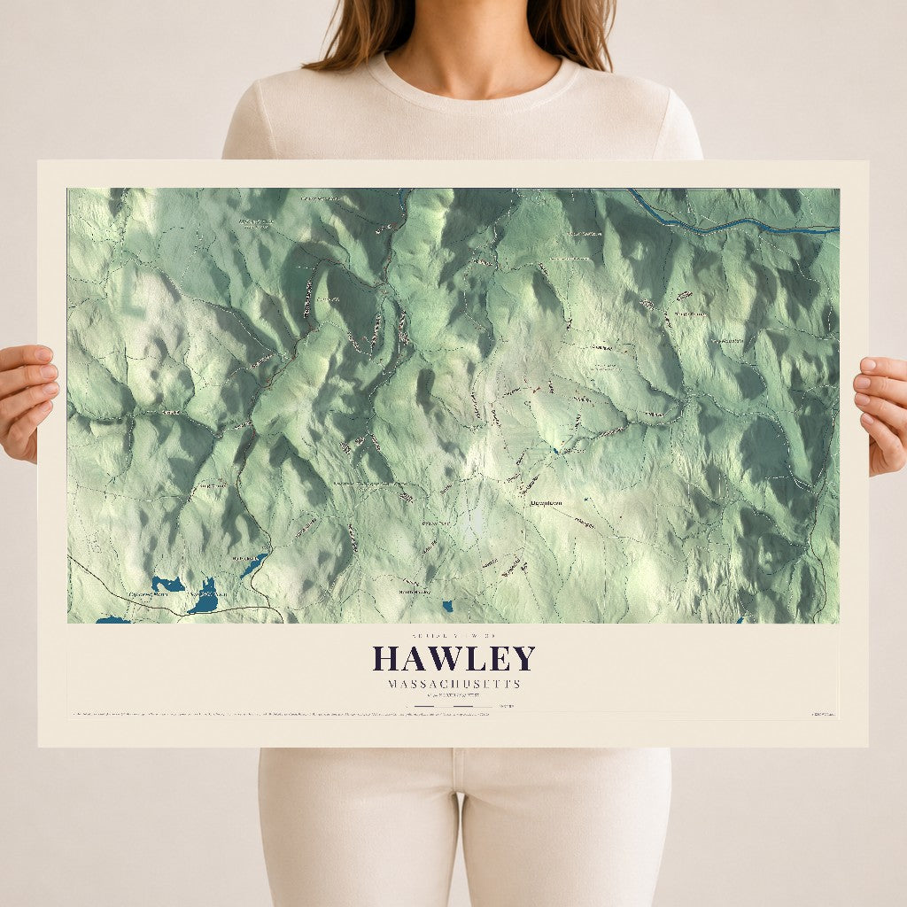 Hawley, Massachusetts map print - 18 x 24 archival matte print