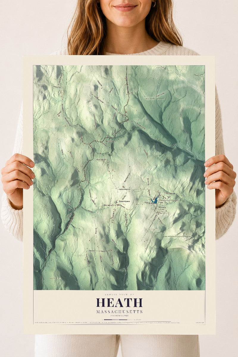 Heath, Massachusetts map print - 18 x 24 archival matte print