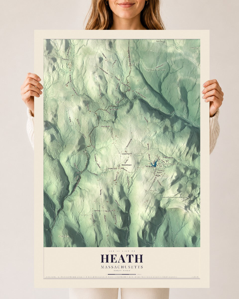 Heath, Massachusetts map print - 24 x 36 archival matte print