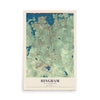 Map of Hingham, Massachusetts, 12 x 18 inch unframed archival matte print