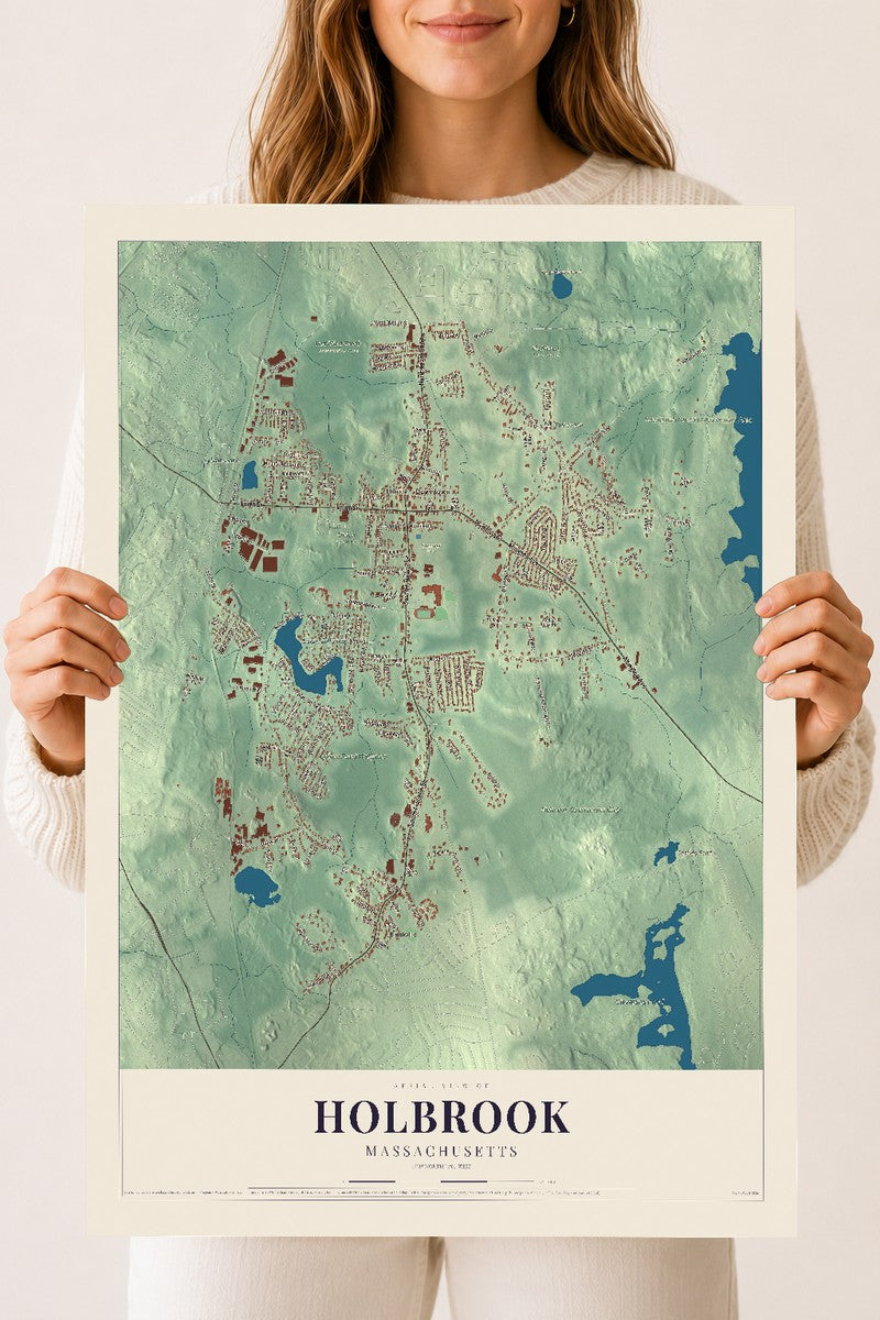 Holbrook, Massachusetts map print - 18 x 24 archival matte print
