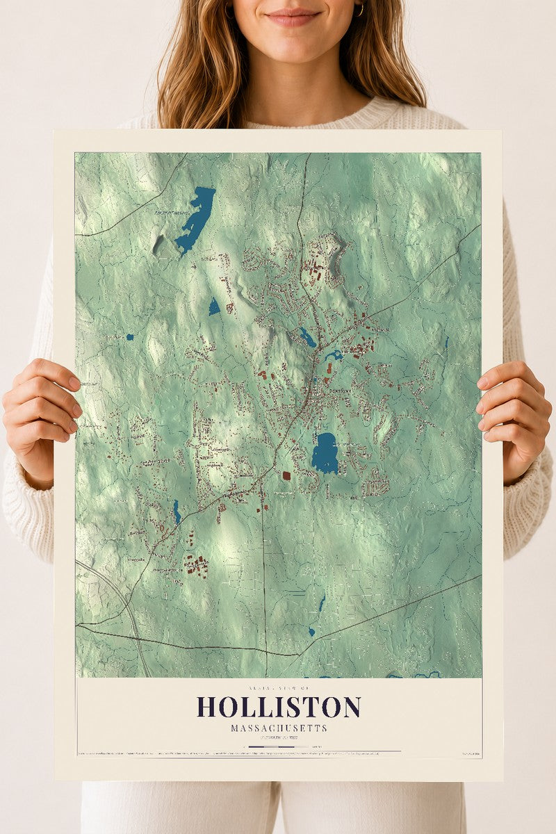 Holliston, Massachusetts map print - 18 x 24 archival matte print