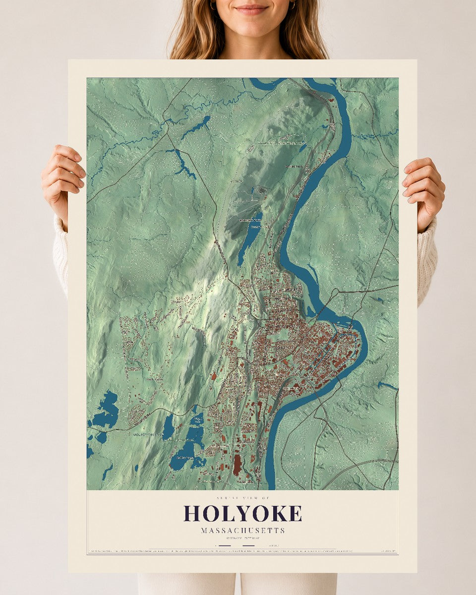 Holyoke, Massachusetts map print - 24 x 36 archival matte print