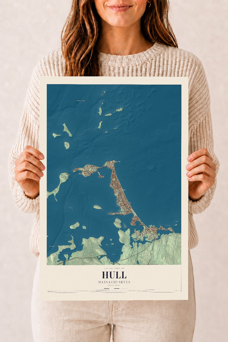 Hull, Massachusetts map print - 12 x 18 archival matte print