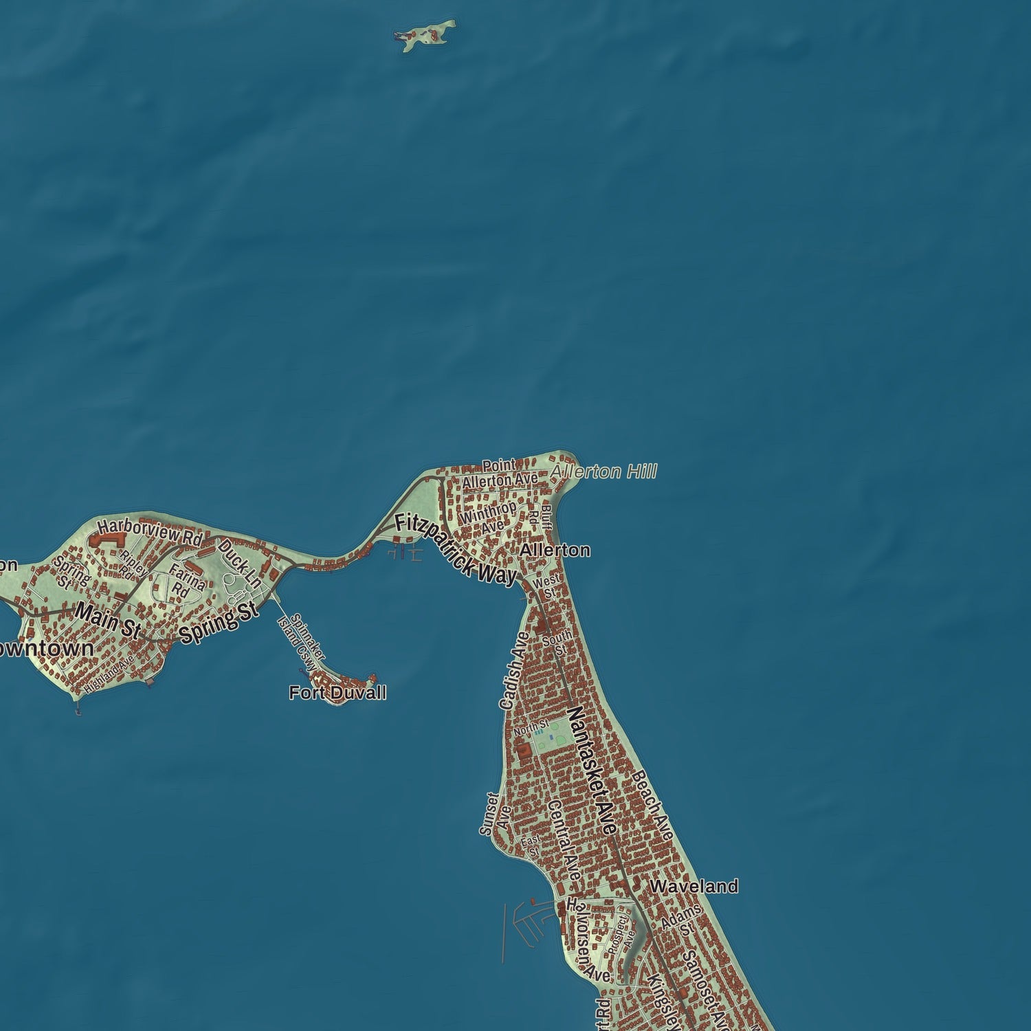Terrain and local geography detail from the Hull, Massachusetts map
