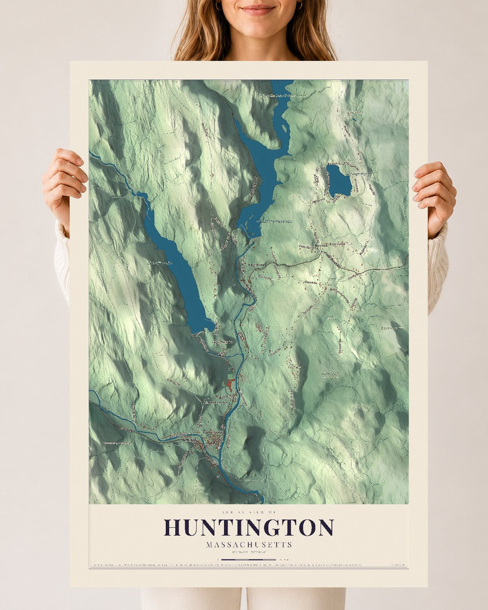 Huntington, Massachusetts map print - 24 x 36 archival matte print