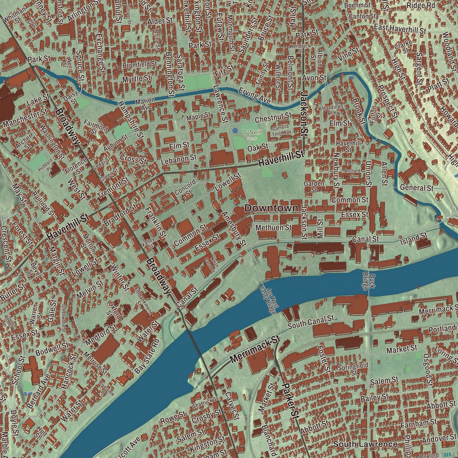 Street and neighborhood detail from the Lawrence, Massachusetts map