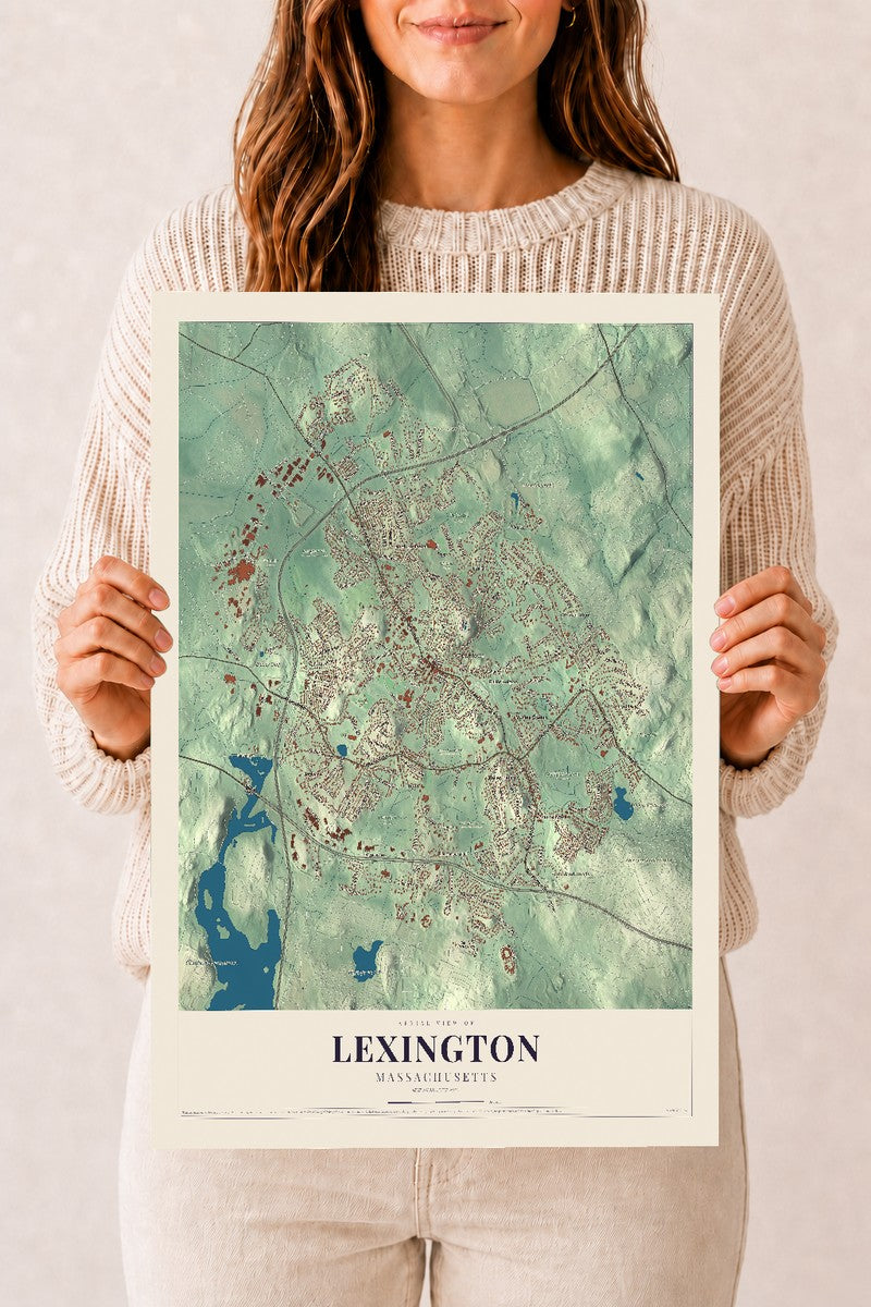 Lexington, Massachusetts map print - 12 x 18 archival matte print