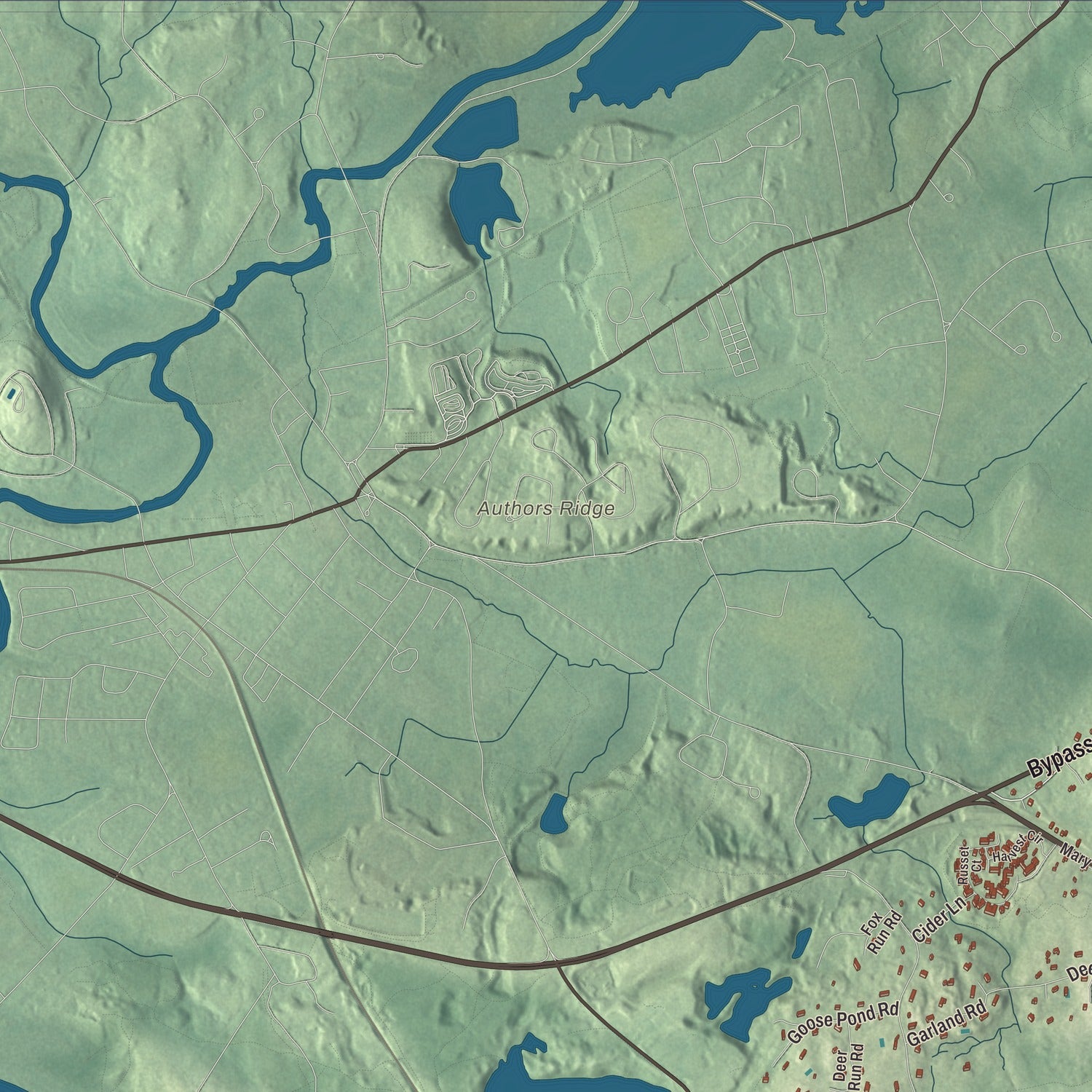 Terrain and local geography detail from the Lincoln, Massachusetts map