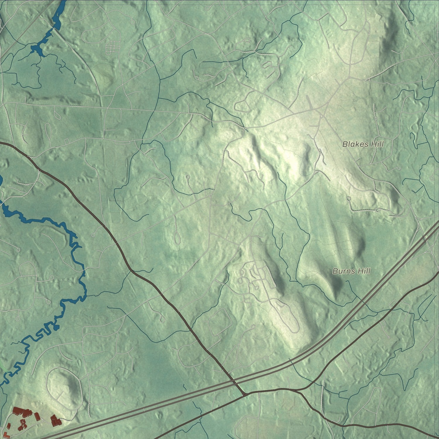 Terrain and local geography detail from the Littleton, Massachusetts map