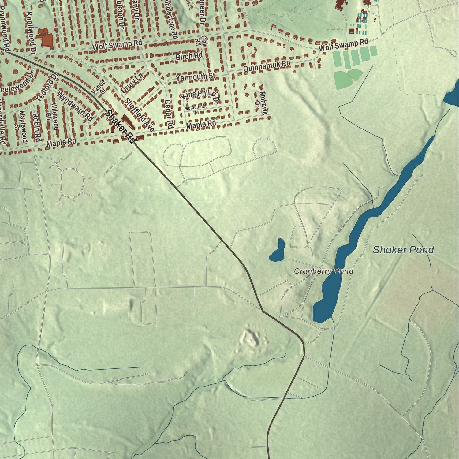 Terrain and local geography detail from the Longmeadow, Massachusetts map