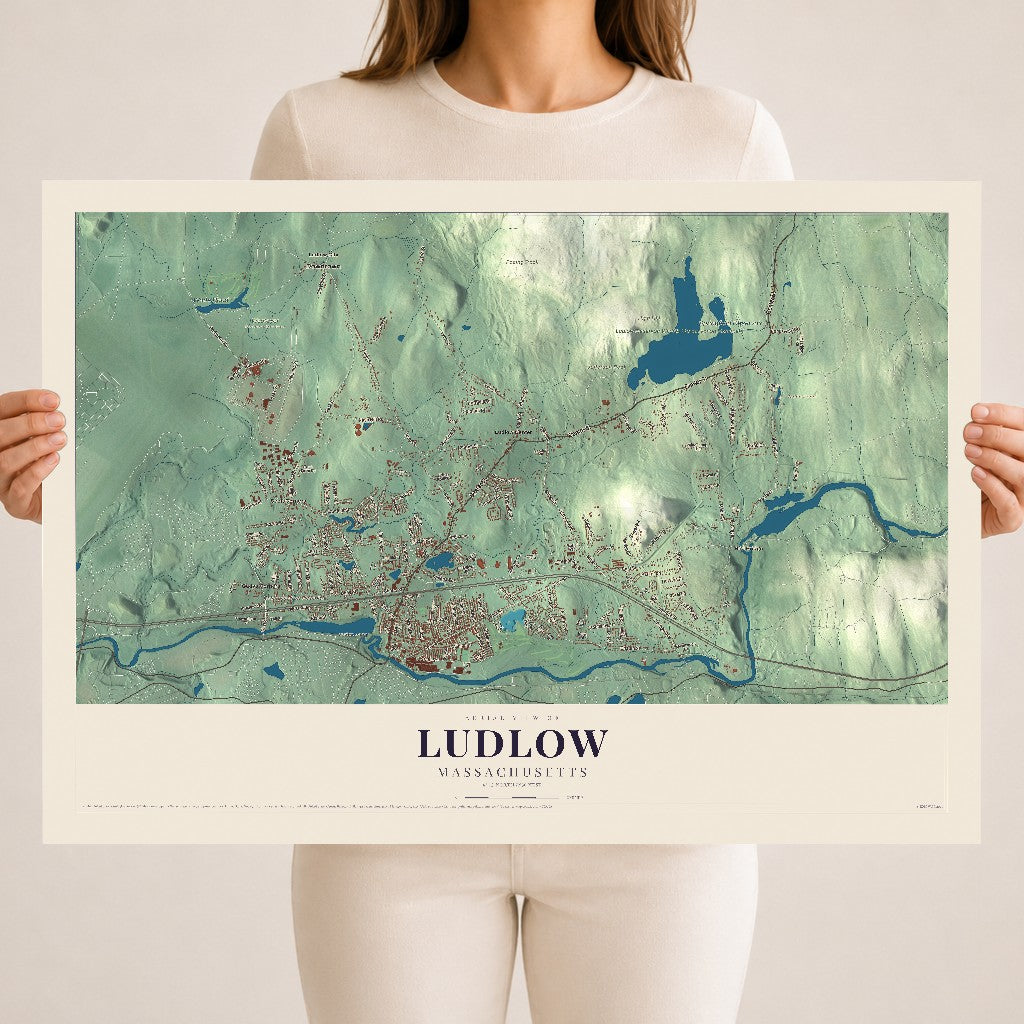 Ludlow, Massachusetts map print - 18 x 24 archival matte print