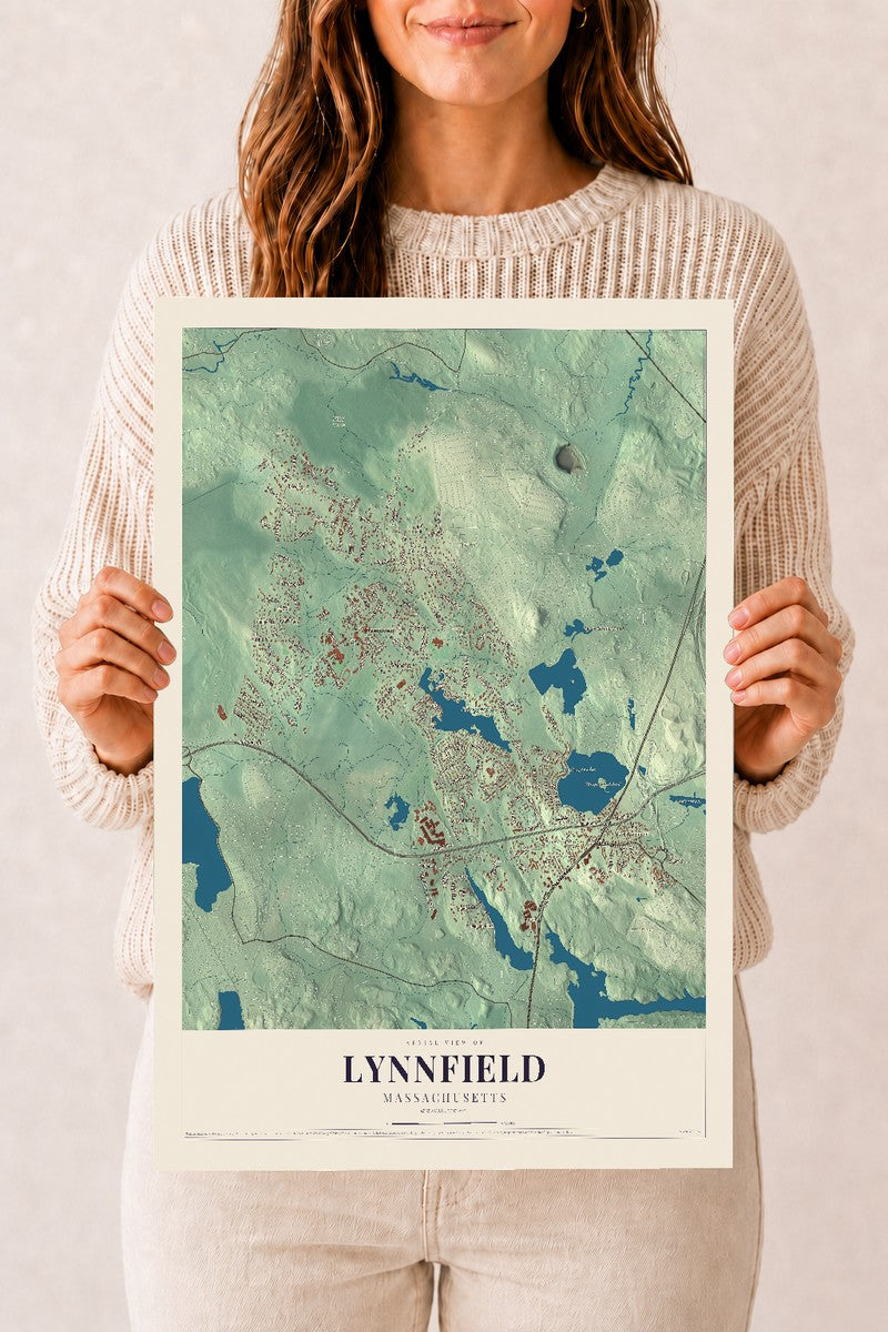 Lynnfield, Massachusetts map print - 12 x 18 archival matte print