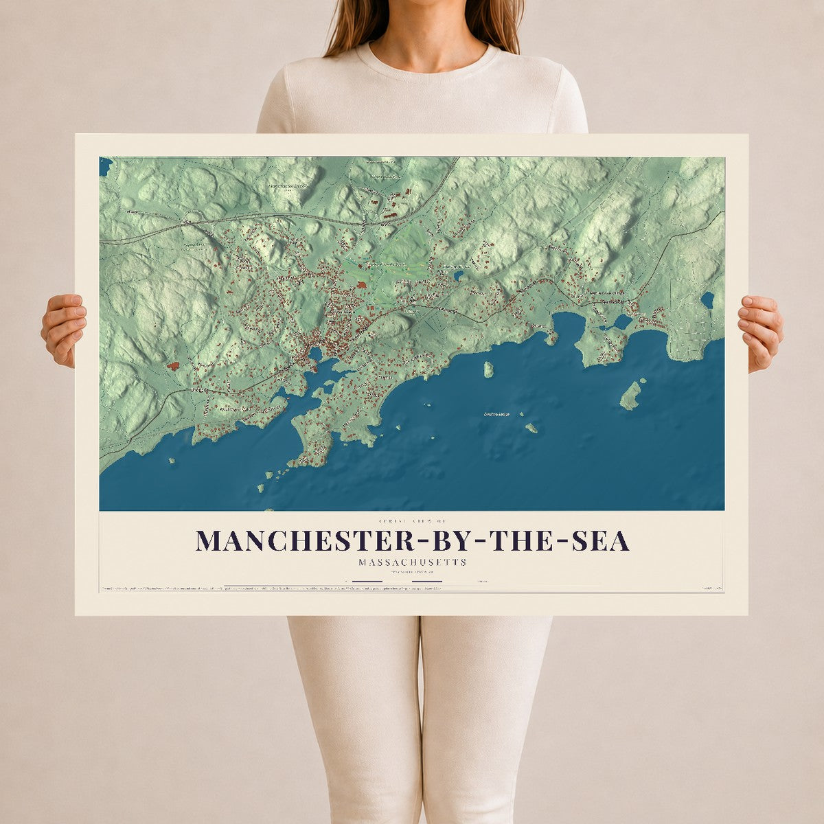 Manchester-by-the-Sea, Massachusetts map print - 24 x 36 archival matte print