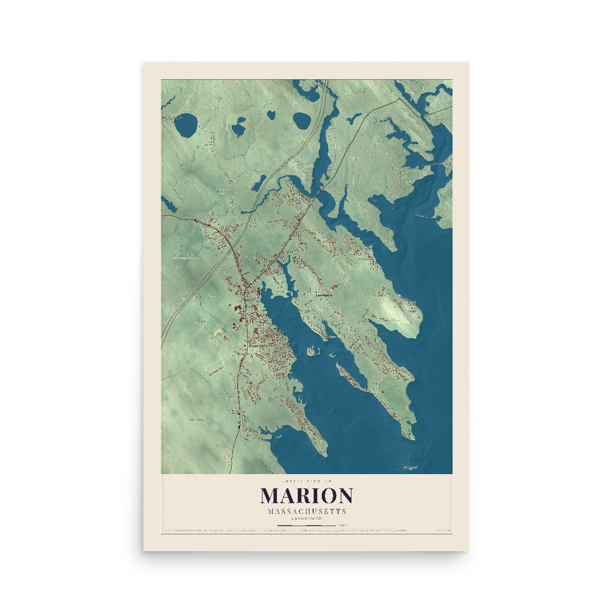 Map of Marion, Massachusetts, 12 x 18 inch unframed archival matte print