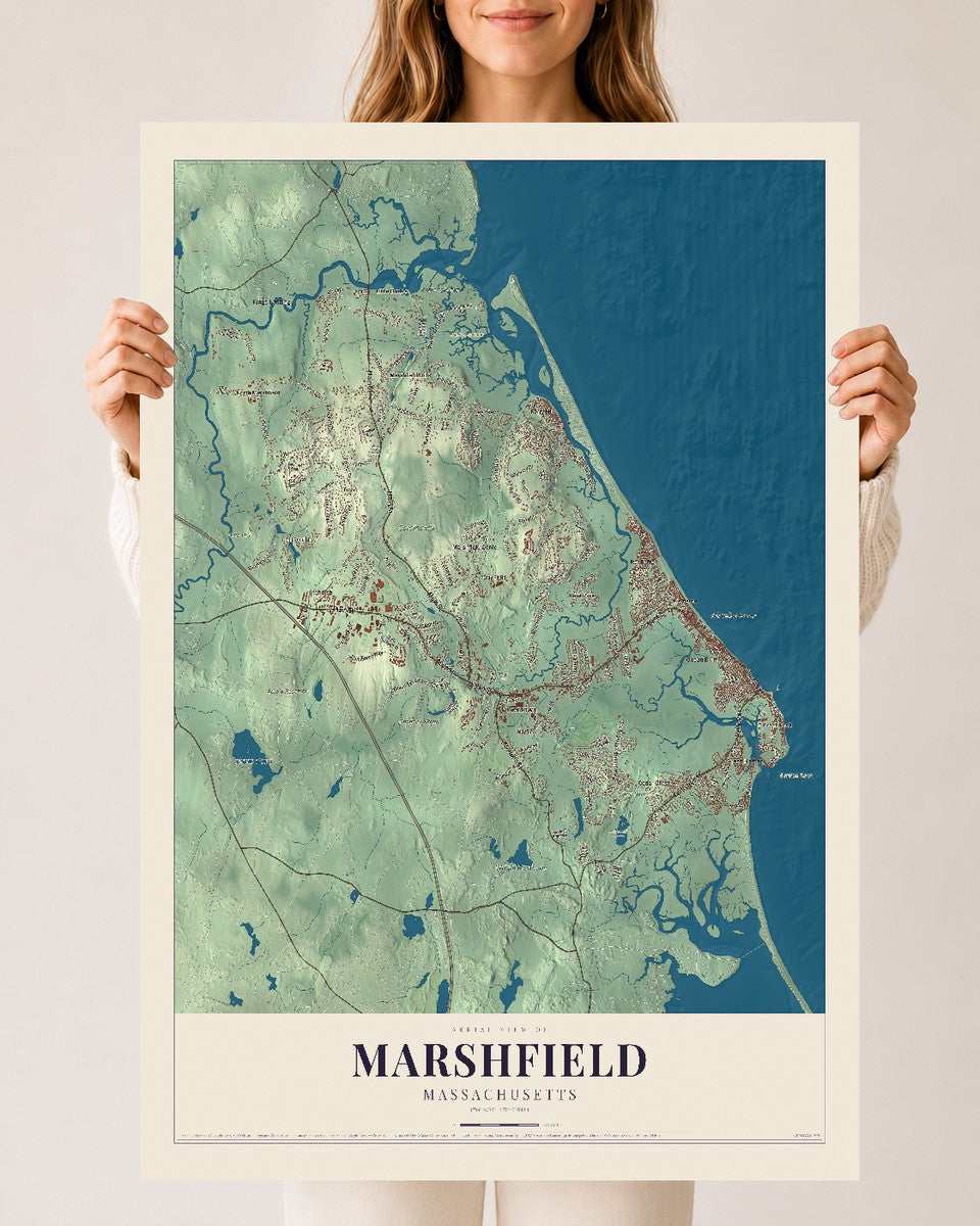 Marshfield, Massachusetts map print - 24 x 36 archival matte print
