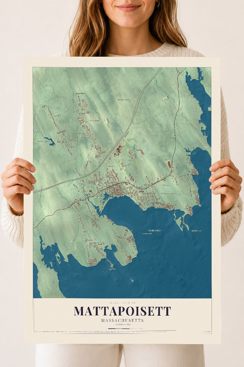Mattapoisett, Massachusetts map print - 18 x 24 archival matte print