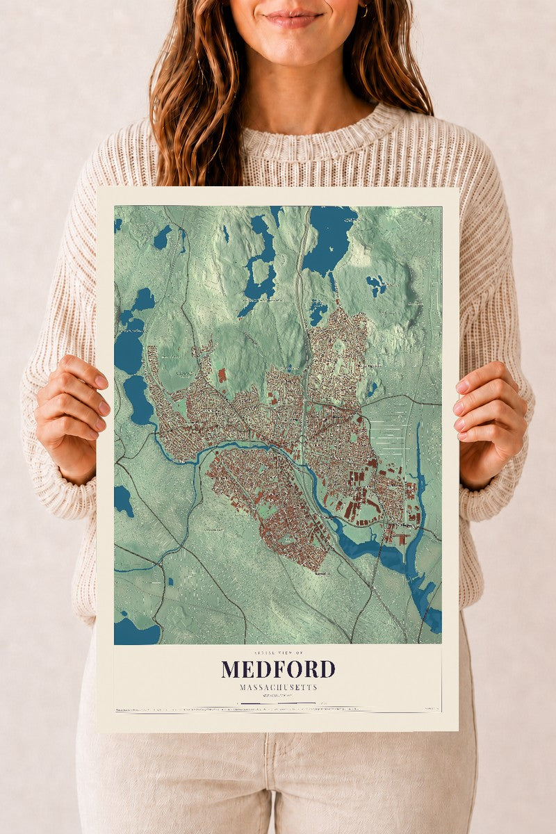 Medford, Massachusetts map print - 12 x 18 archival matte print