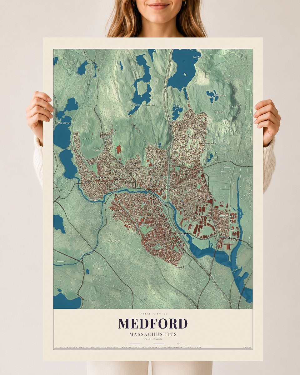 Medford, Massachusetts map print - 24 x 36 archival matte print