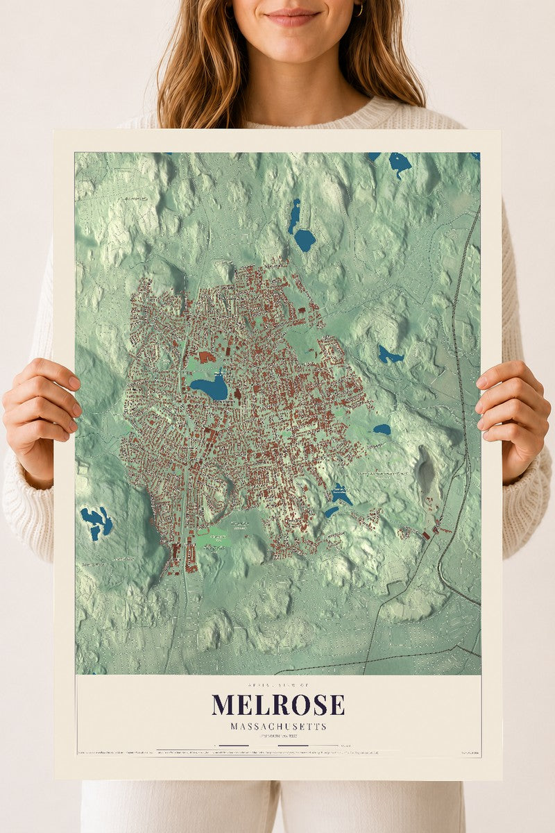 Melrose, Massachusetts map print - 18 x 24 archival matte print