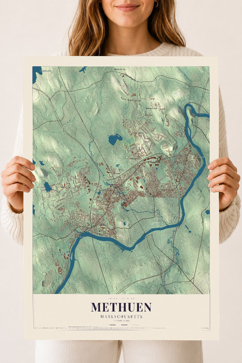 Methuen, Massachusetts map print - 18 x 24 archival matte print