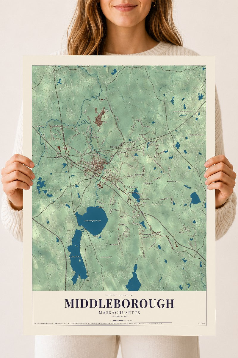 Middleborough, Massachusetts map print - 18 x 24 archival matte print
