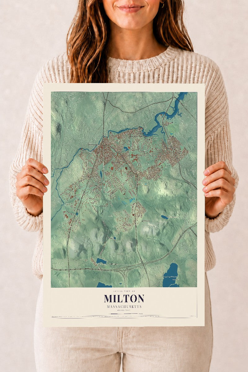 Milton, Massachusetts map print - 12 x 18 archival matte print