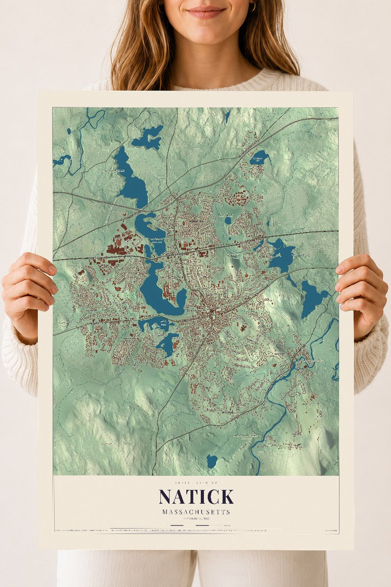 Natick, Massachusetts map print - 18 x 24 archival matte print