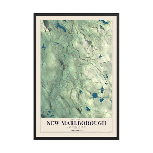 Map of New Marlborough, Massachusetts, 12 x 18 inch print in a black wood frame