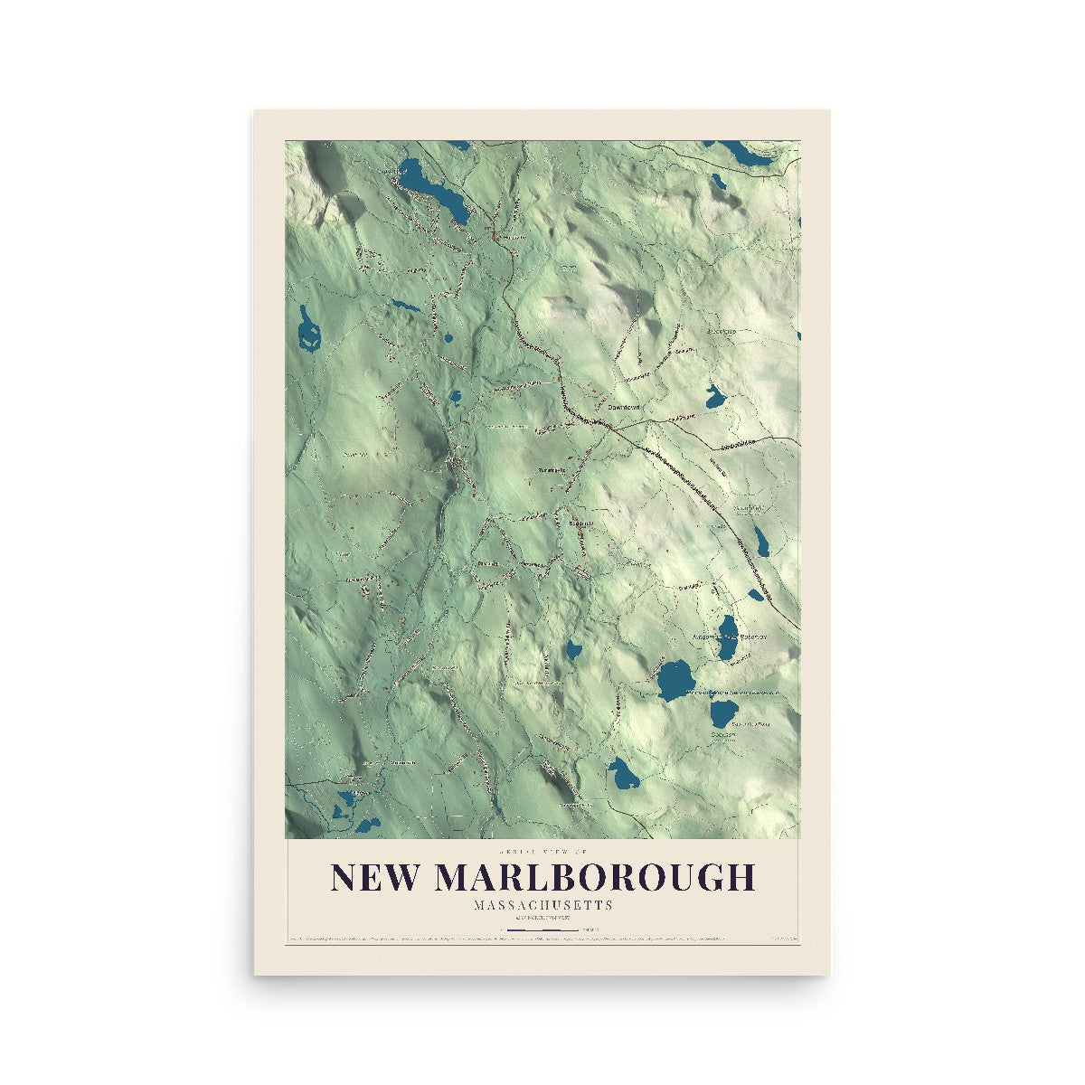 Map of New Marlborough, Massachusetts, 12 x 18 inch unframed archival matte print