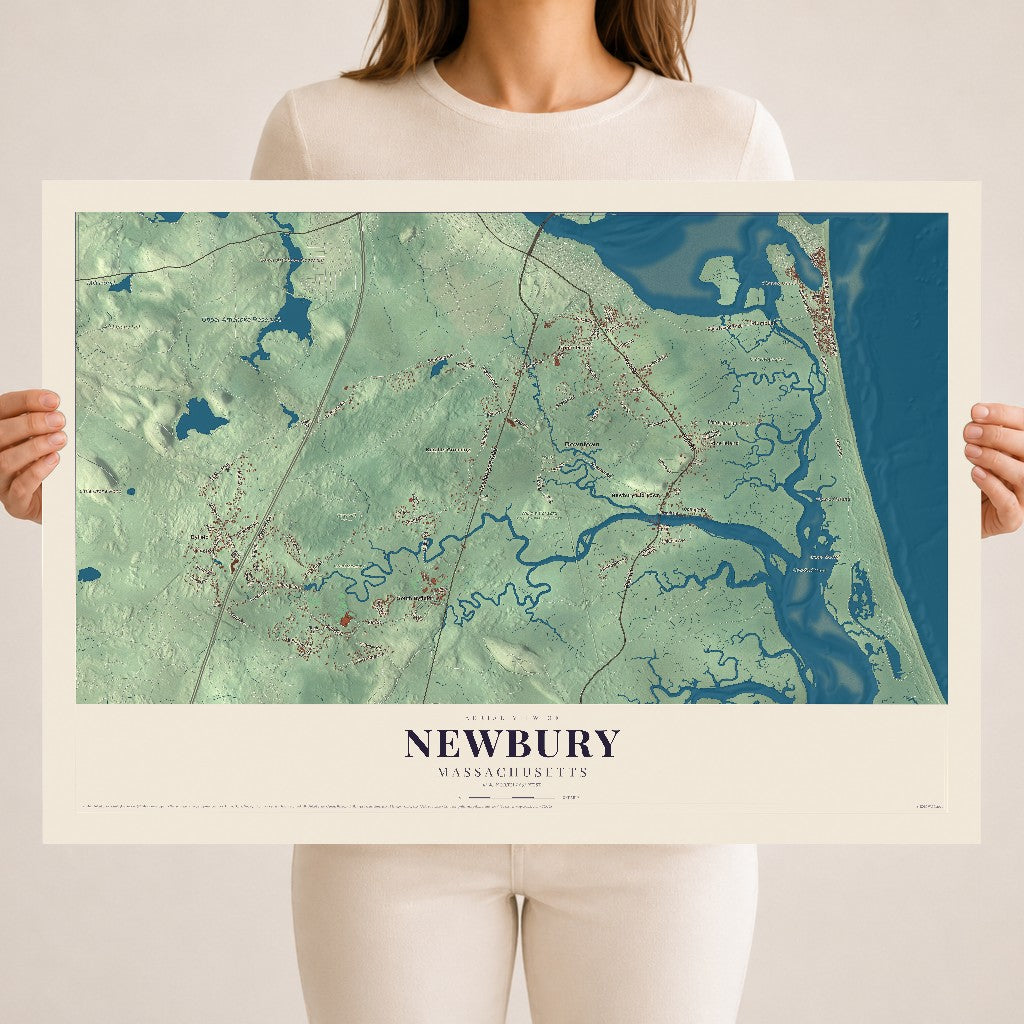 Newbury, Massachusetts map print - 18 x 24 archival matte print