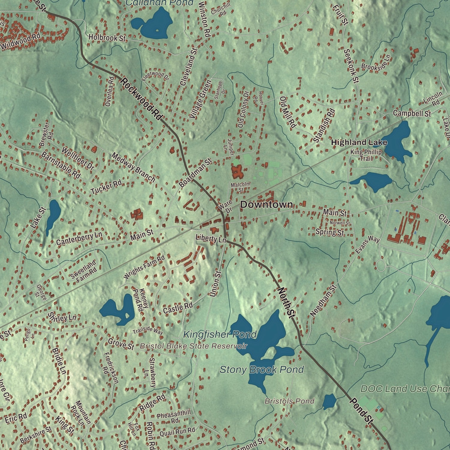 Street and neighborhood detail from the Norfolk, Massachusetts map