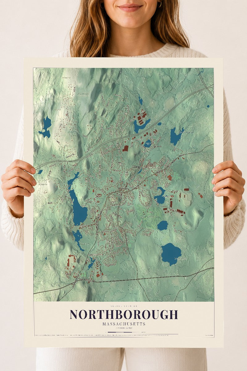 Northborough, Massachusetts map print - 18 x 24 archival matte print