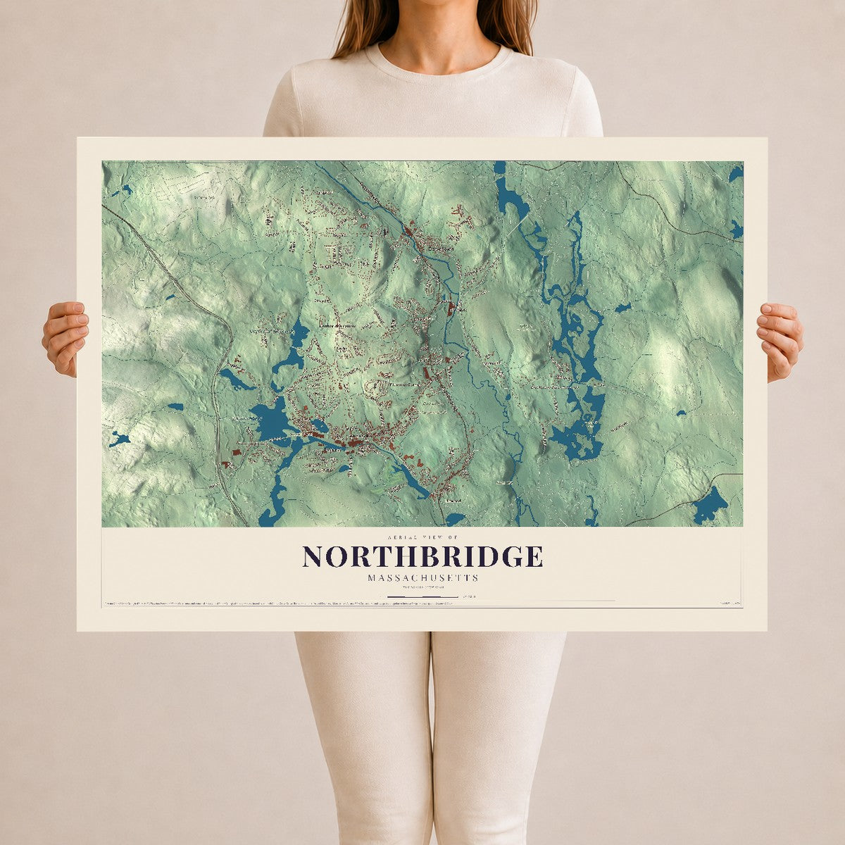 Northbridge, Massachusetts map print - 24 x 36 archival matte print